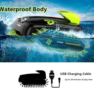  ماشین کنترلی تانک دوزیست آب و خاک سبز Amphibious Car Waterproof Remote Control 1:16 -اسباب بازی